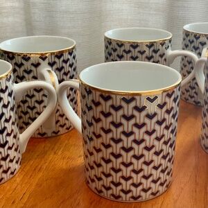 A Set of Six Tiffany & Co. Manhattan Blue Mugs Circa 1990